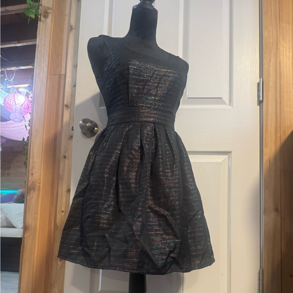 Motel Rocks Black Mini Dress with Silver Accents
